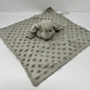 Elegant Baby Elephant Security Blanket Gray Minky Dot Satin Lovey Plush Baby Toy